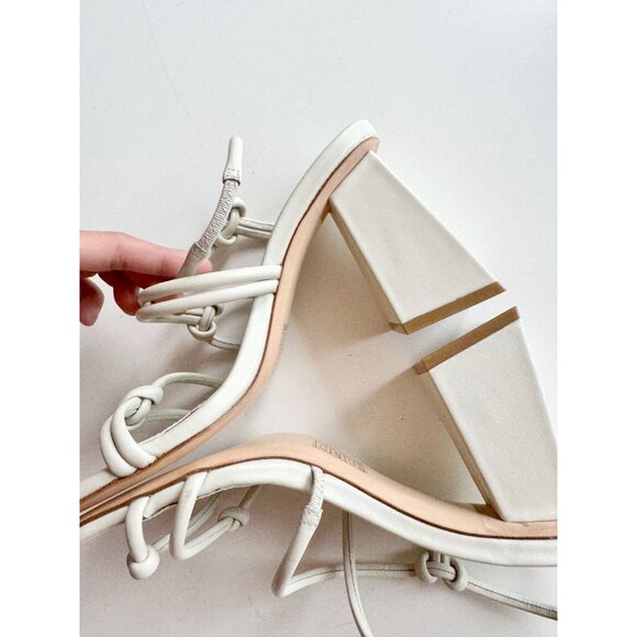 NWOB SONG OF STYLE Noelle White Leather Knotted Block Heel Sandals, Size 5.5 - Picture 11 of 14